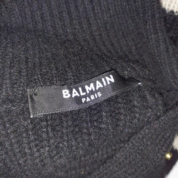Balmain High Neck Black Striped Cashmere Blend Sweater Size XS - Picture 4 of 6